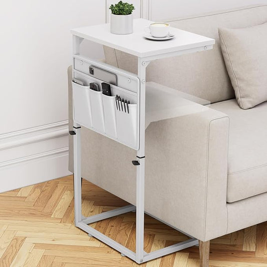 Vagusicc C Shaped End Table, Adjustable Height Small Couch Side Table by Vagusicc