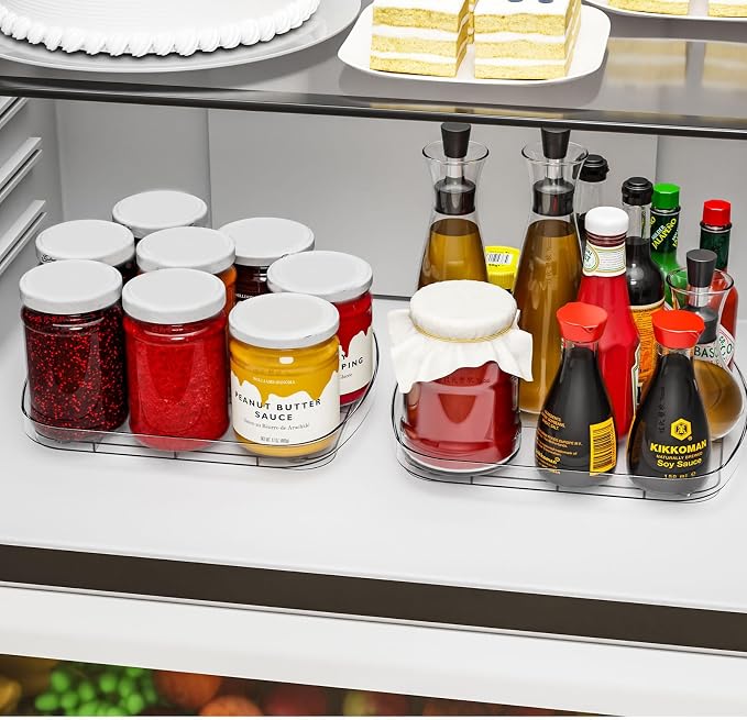 Yieach Clear Refrigerator Lazy Susan Turntable, 11.9''x10.2'', Square Fridge - Image 5