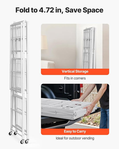 VEVOR 4-Tier Foldable Storage Shelf, 36W x 21D x 60 H Inch Folding Metal Rack - Image 7