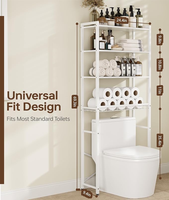 4-Tier Over-the-Toilet Storage Rack - Image 2