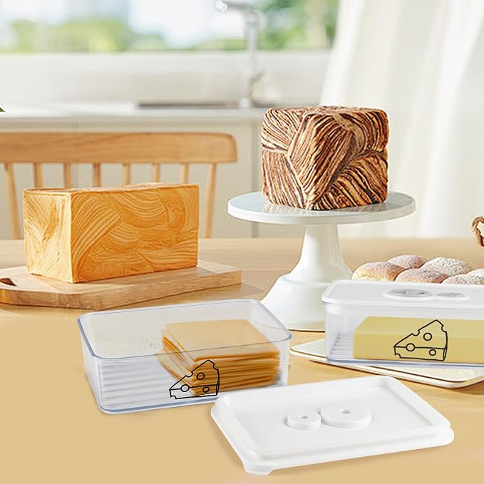 2 Pcs Cheese Container for Refrigerator, Cream Cheeses Storage Box, Cheese - Image 5