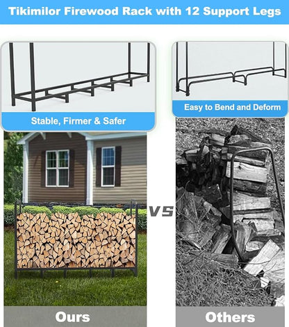 6.7ft Firewood Rack Holder, Adjustable Heavy Duty Fire Log Stacker Stand - Image 5