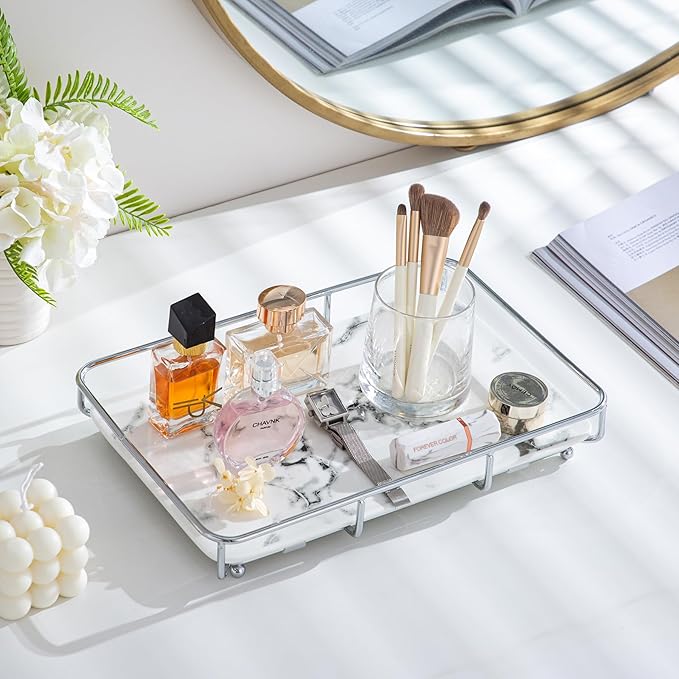 Vanity Tray Makeup Organizer Cosmetics Storage Bathroom Skincare Organizer - Image 4