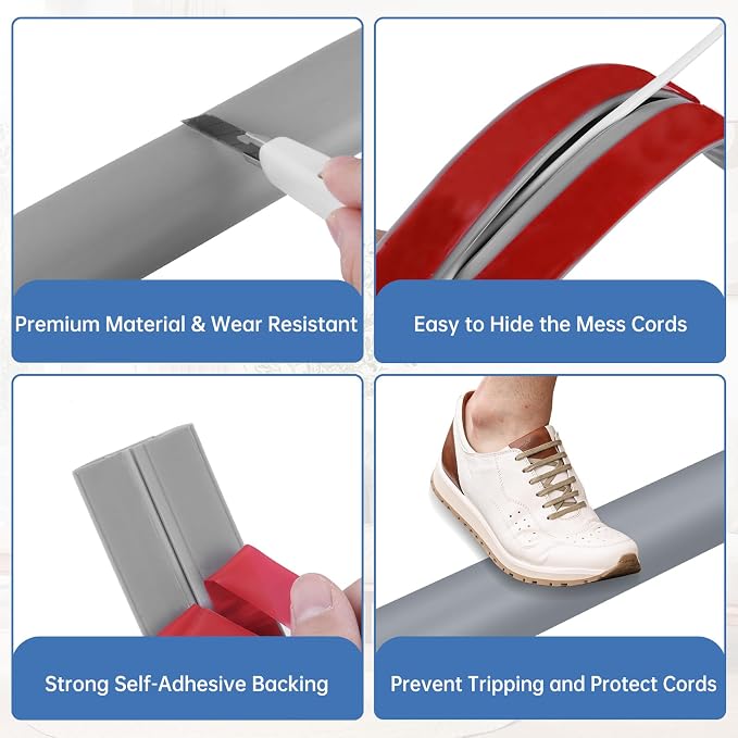 Floor Cord Cover Self Adhesive Cord Hider Floor Extension Cord Covers - Image 3