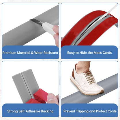 Floor Cord Cover Self Adhesive Cord Hider Floor Extension Cord Covers - Image 3