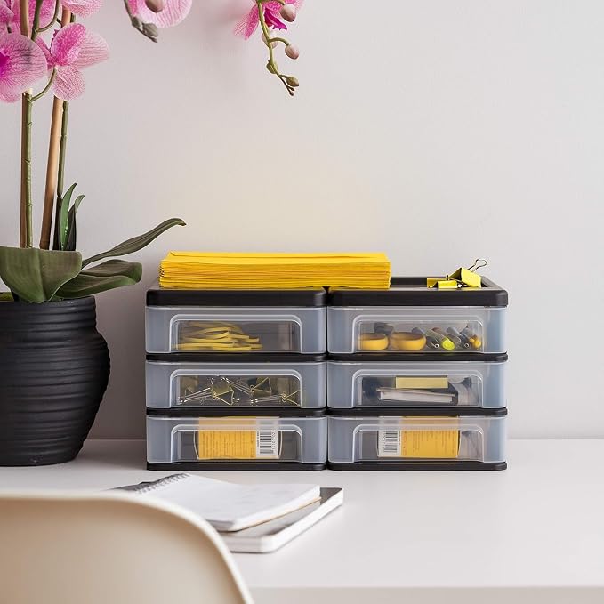 IRIS USA Plastic Stacking Desk Top 3-Drawer Storage Organizer, - Image 6