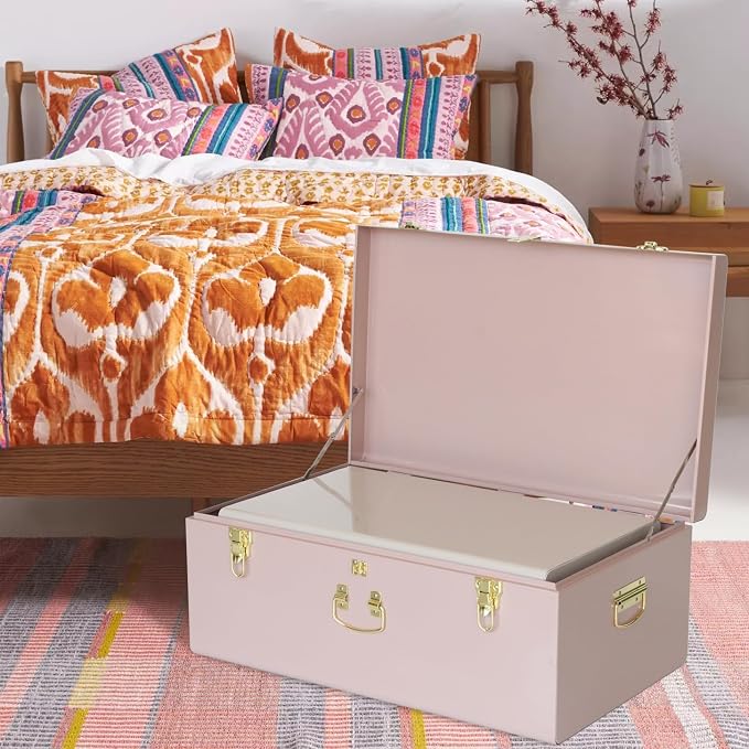 Vixdonos Decorative Box Set of 3 Metal Trunks Chest - Image 7
