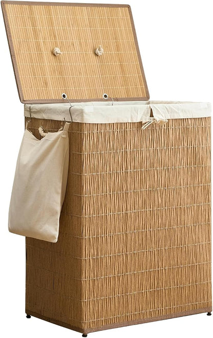 Laundry Hamper with Lid, 52.8 Gallon Large Laundry Basket 2 Removable Liner Bags by Hiagnete