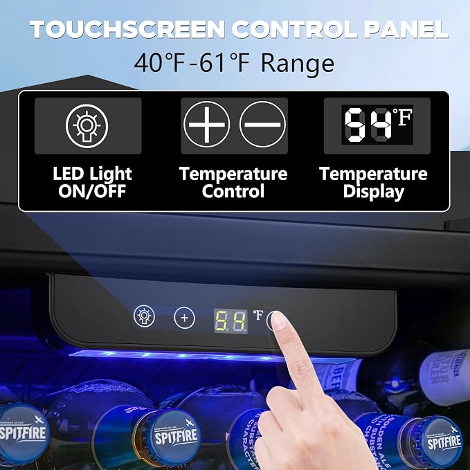 2.7 Cu.ft Beverage Refrigerator Cooler, 95 Can Mini Fridge Glass Door - Image 4