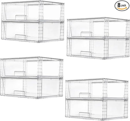 Vtopmart 8 Pack Stackable Storage Bins, Easily Assemble Clear Acrylic Bathroom by Vtopmart