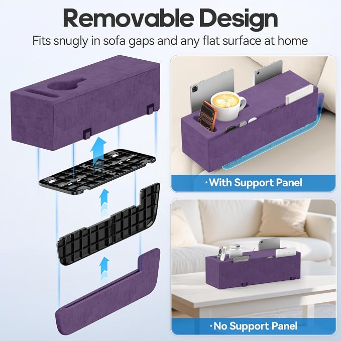 Sofa Armrest Couch Caddy with Cup Holder, Removable Couch Armrest Table Pillow - Image 4