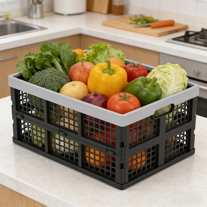 Collapsible Milk Crate, 3PK 30L Stackable Containers Folding Crates, Heavy Duty - Image 7