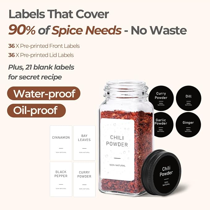 ComSaf 15Pcs 4oz Glass Spice Jars - Image 2