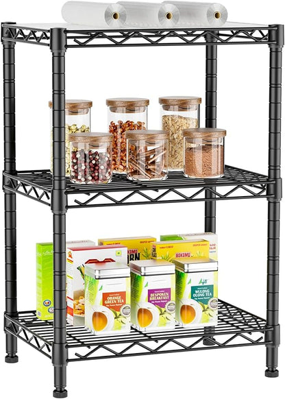 3 Tier Adjustable Storage Shelves Heavy Duty Metal Utility Shelf Wire Shelving by Golpart