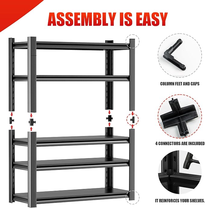 Heavy Duty Storage Shelves 5-Tier Adjustable Garage Shelving Unit, Strong Metal - Image 3