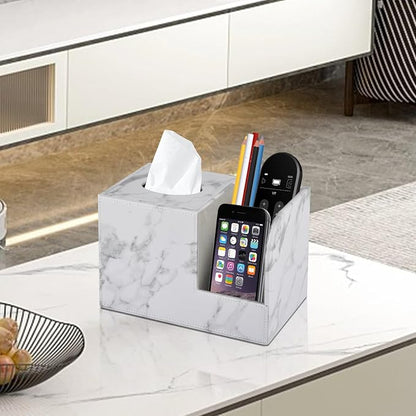 PU Leather Tissue Box Cover Square-Multifunctional Bathroom Tissue Box - Image 5