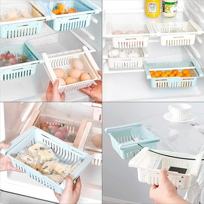 Refrigerator Drawer Organizer 2 Packs Retractable Drawer Refrigerator Storage - Image 5