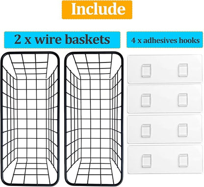 2 Set Adhesive Hanging Wall Basket Inside Cabinet Door Organizer, Wall Storage - Image 3