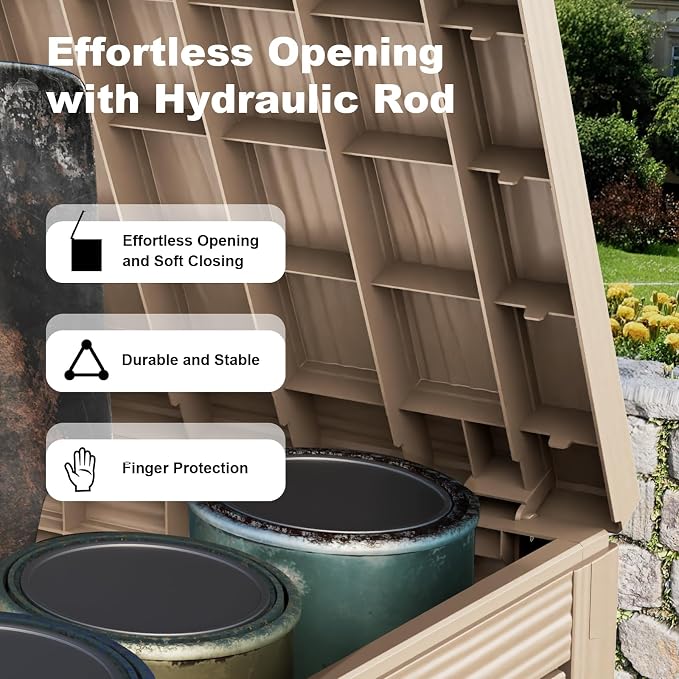 45 GallonOutdoor Storage Box, Resin Deck Boxes Waterproof, IndoorOutdoor Bin - Image 3