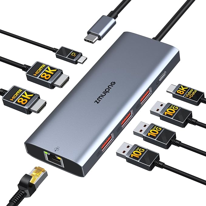 USB C Docking Station Dual HDMI Monitors Adapter USB C Hub 2 HDMI+Video 8K | by ZMUIPNG
