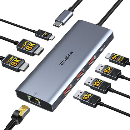 USB C Docking Station Dual HDMI Monitors Adapter USB C Hub 2 HDMI+Video 8K | by ZMUIPNG