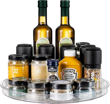vacane Clear Lazy Susan Organizer, Non-Skid 13" Plastic Lazy Susan Turntable by vacane