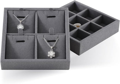 Dark Blue Jewelry Display Tray Ring Necklace Earring Bangle Organizer - Image 2