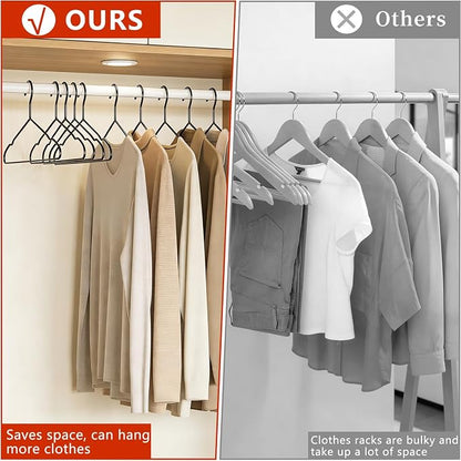 60Pack+10 Clips Luxurious Hanger Set, Upgraded Thicker 16.69" Heavy Duty Metal - Image 6