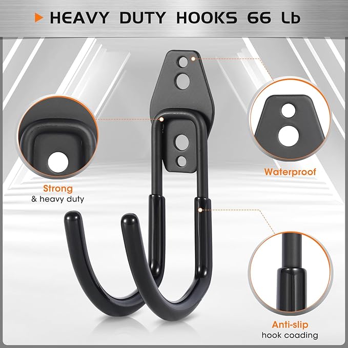 Garage Tool Hooks Wall Mount, 6 Pack Heavy Duty Storage Hooks - Image 4