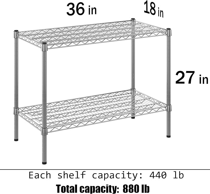 18" Deep x 36" Wide x 27" Height Wire Shelving Kit | 2-Tier | NSF Commercial - Image 3