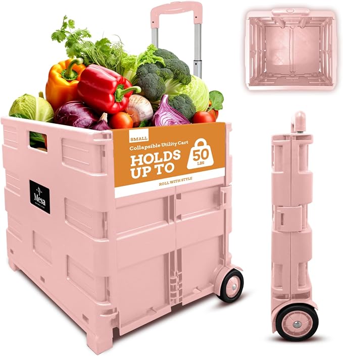 Ultra-Slim Rolling Collapsible Storage Pack-N-Roll Utility-carts, by Inspired+Living
