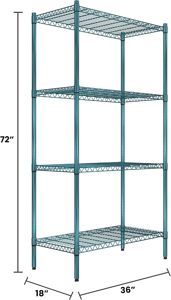 Quantum Storage Systems RWR72-1836LDP Adjustable Wire Green Epoxy 4 Shelves 72" - Image 2