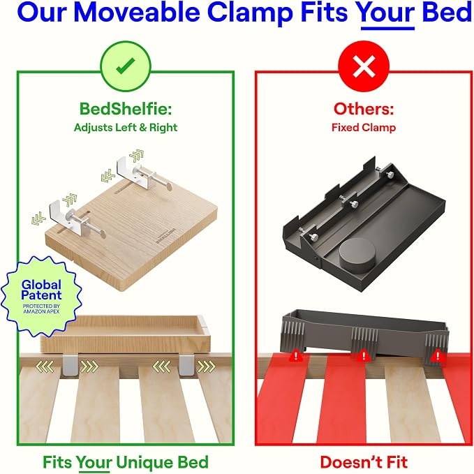 BedShelfie Bedside Shelf for Bunk Bed & Top Bunk, College Dorm Room Essentials - Image 3
