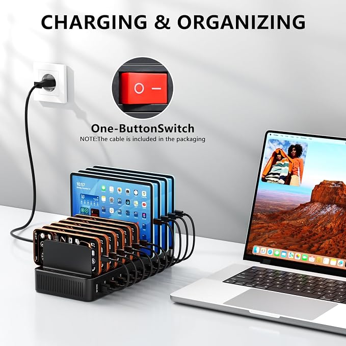 USB C Charging Station for Multiple Devices, 10-Port 100W Charging Dock - Image 6