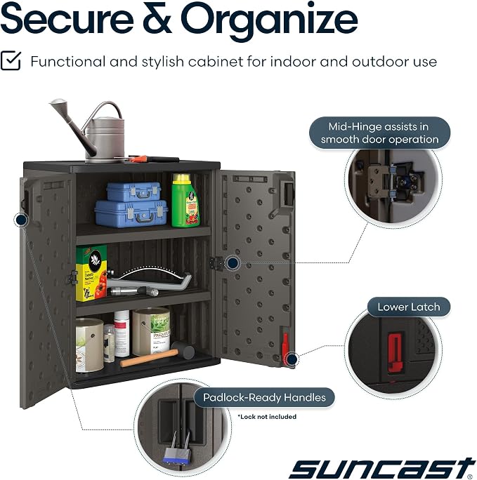 Suncast Heavy-Duty Resin Outdoor Storage Cabinet, Made in the USA - Image 8