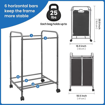 STORAGE MANIAC Laundry Sorter 2 Section, 90L Laundry Hamper - Image 4