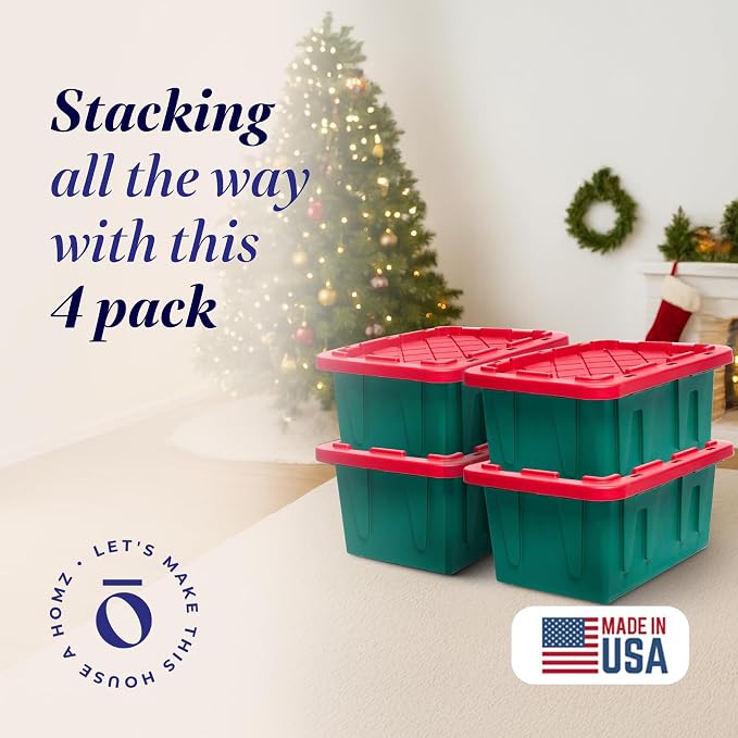HOMZ 4-Pack Durabilt Tote, Heavy Duty Plastic Storage Bins - Image 2