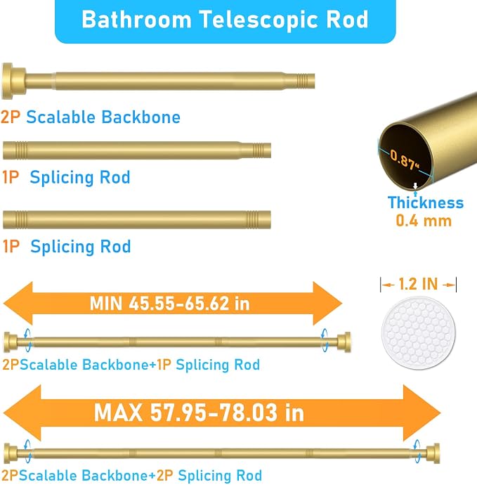 MEXAU Tension Curtain Rod for Windows 45 to 77 In - Image 2