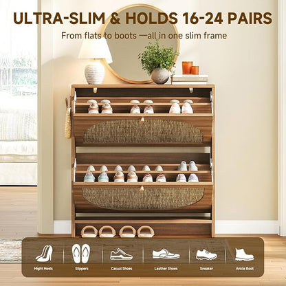 Nicetree Rattan Arched Accent Shoe Storage Cabinet - Image 4