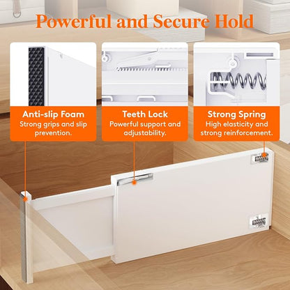 Lifewit 8 Pack Drawer Dividers Plastic 6" High, 13.5-22" Adjustable Drawer - Image 3