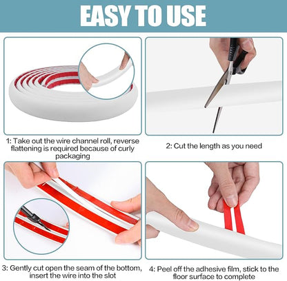 Floor Cord Cover Self Adhesive Cord Hider, 10FT Cable Management, Extension - Image 8