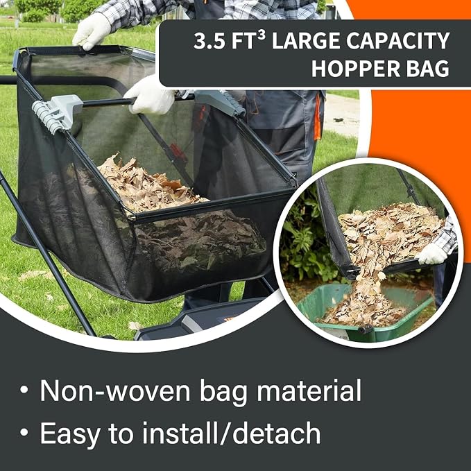 Hand Push Lawn Sweeper, 3.5 cu. ft. Large Mesh Collection Hopper Bag, 2 - Image 6