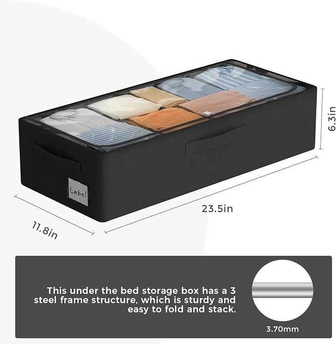 Under Bed Storage Bins Frame Storage Box Oxford Fabric Sturdy Underbed - Image 4