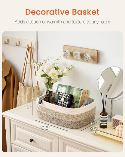 Small Woven Basket, 13.5 x 9.5 x 5 Inches, Storage Basket - Image 2