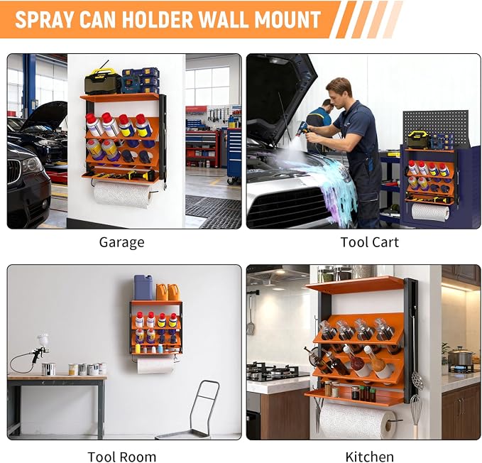 Spray Bottle Holder Wall-Mounted, Aerosol Spray Can Holder, Heavy Duty Paint - Image 8
