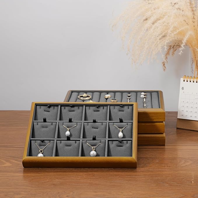 Oirlv Solid Wood Stackable Jewelry Organizer Tray Jewelry Drawer Organizer - Image 4