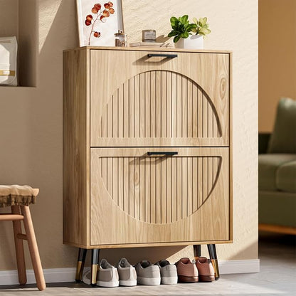 Farmhouse Shoe Cabinet Storage for Entryway, Slim Shoe Rack Cabinet by LegacyAmerhomeDirect