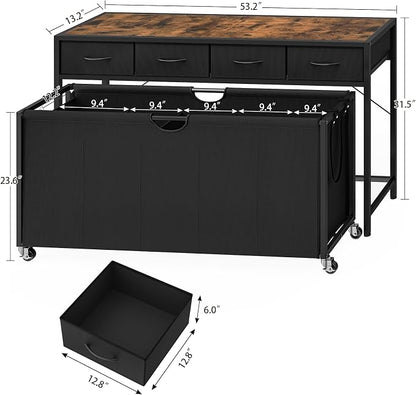 Laundry Sorter, Rolling Laundry Hamper - Image 6