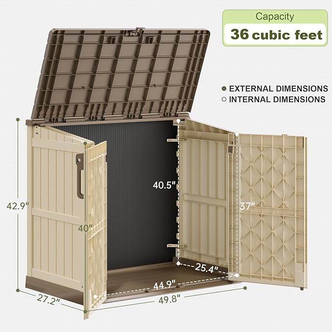36 Cu Ft Resin Outdoor Storage Shed, Weatherproof Horizontal Outdoor Storage - Image 2