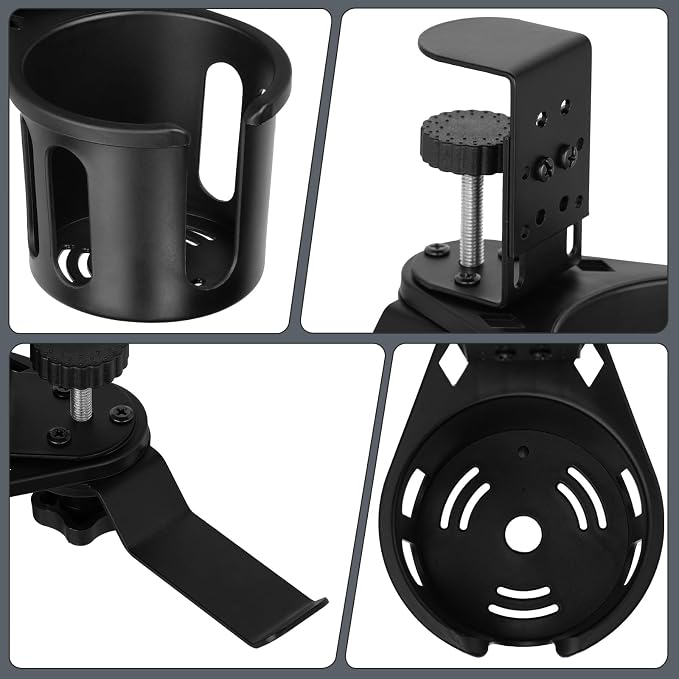 MYITYARD Desk Cup Holder Clamp, 2 in 1 Anti-Spill Clip On Table Cup Holder - Image 3